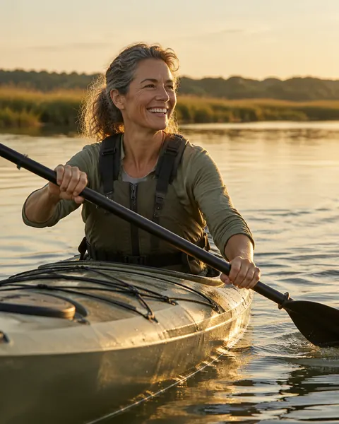 laughing in a kayak