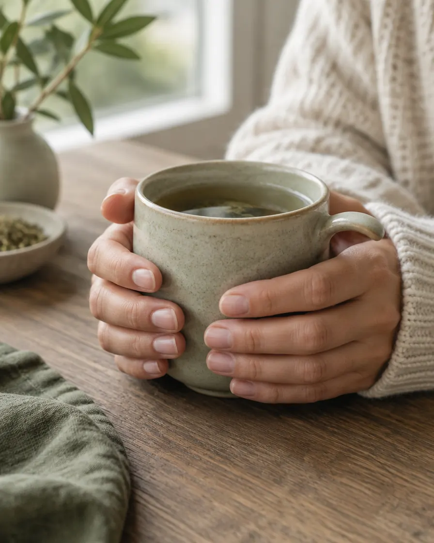 healthy nails around a mug