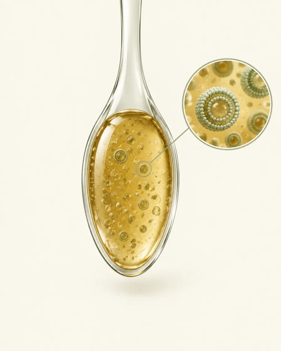 liposomal liquid on a glass spoon illustration