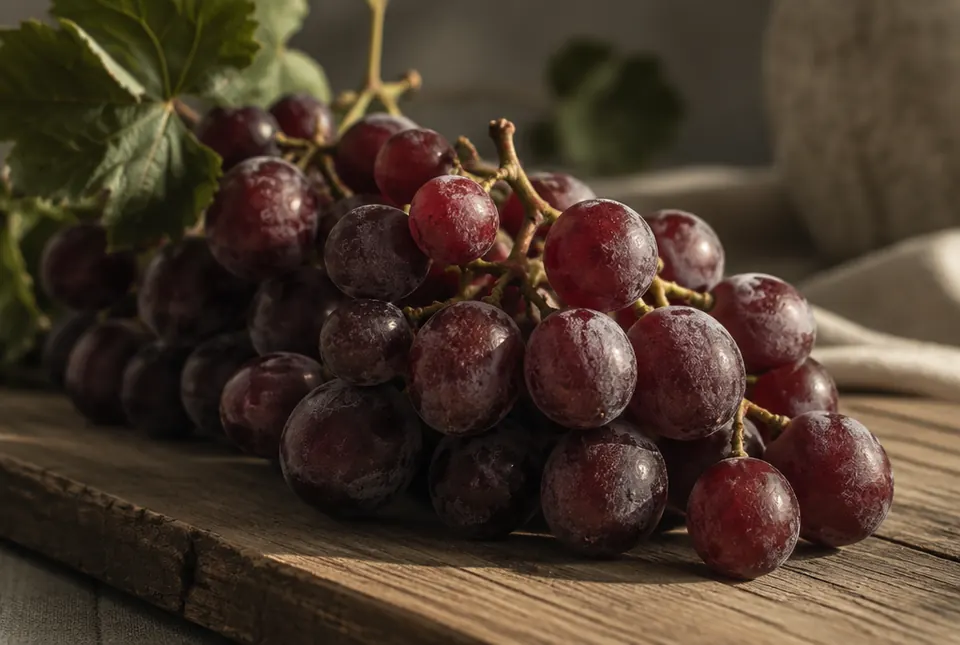 red grapes on the vine