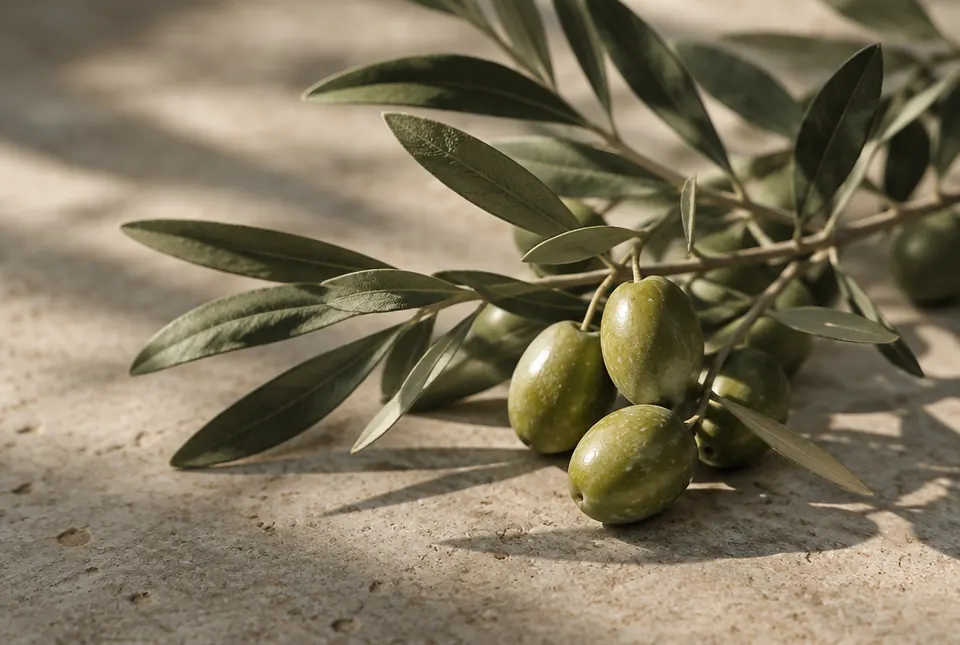 olive branch with leaves and olives