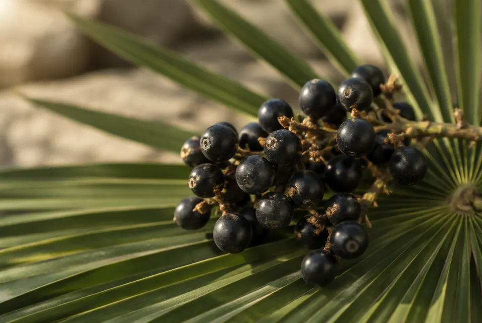 saw palmetto berries on a frond