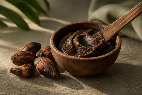 batana oil paste in a wooden bowl