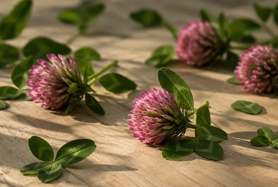 red clover flower heads