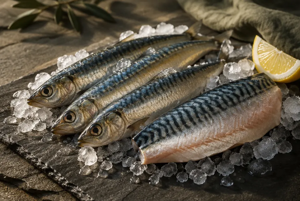 sardines and mackerel on ice