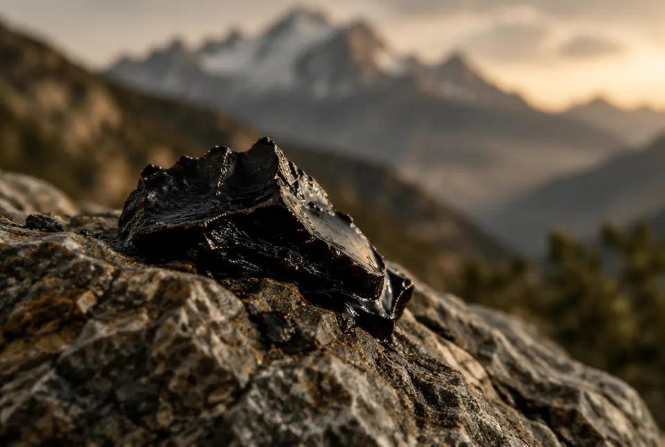 shilajit resin on rock
