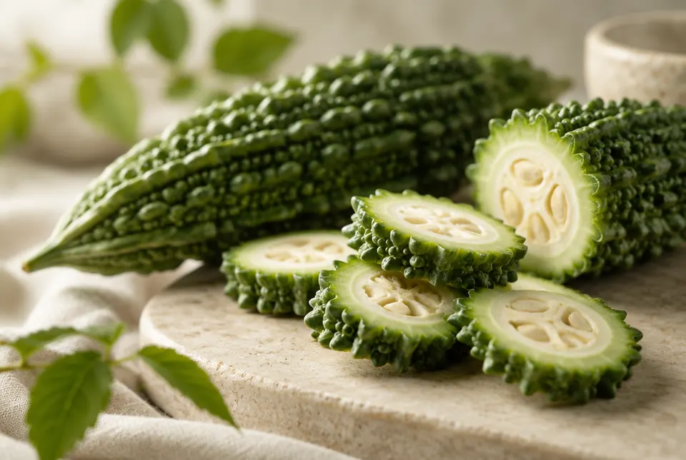 sliced bitter melon gourds