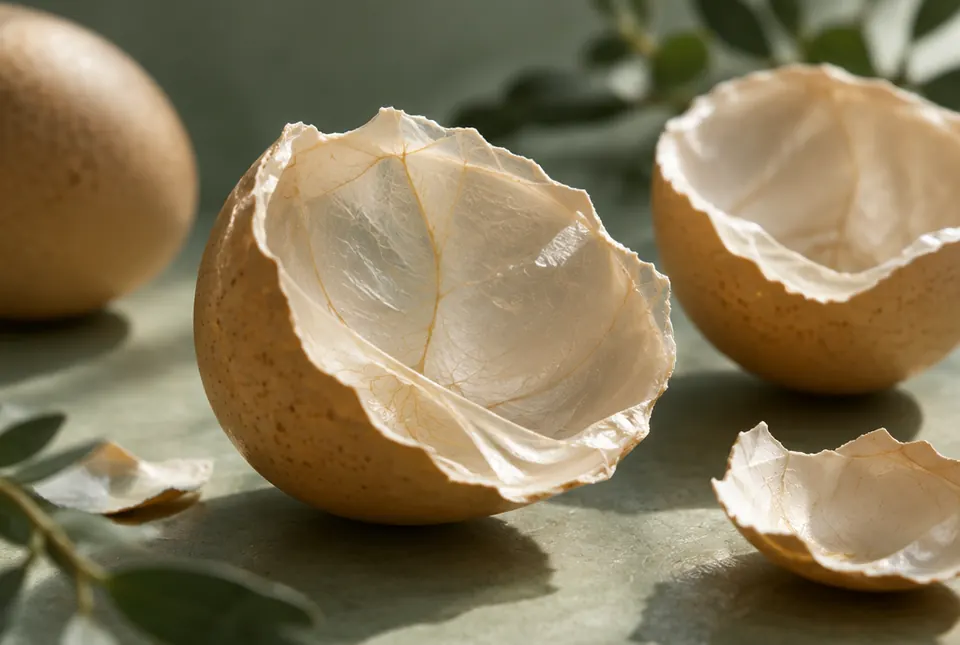cracked eggshells showing the inner membrane