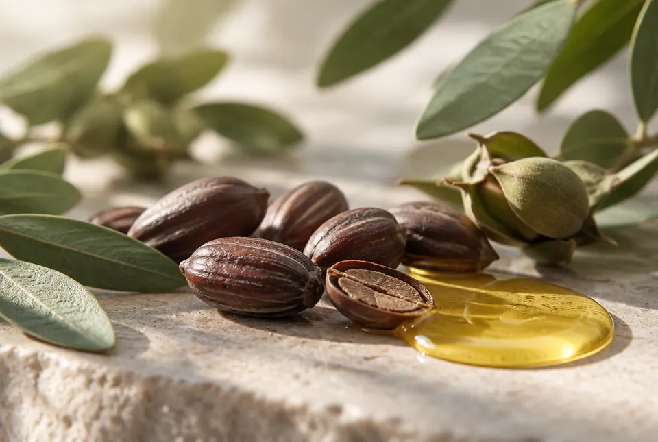 jojoba seeds and golden oil