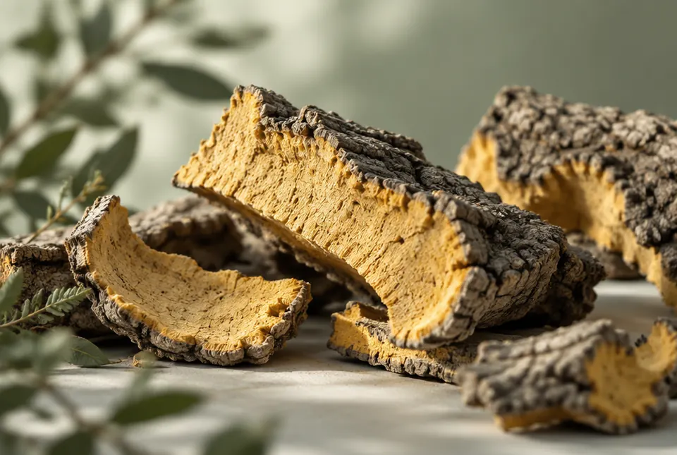 yellow-inside cork tree bark pieces