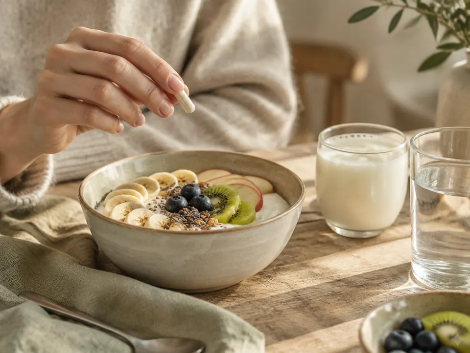 capsule with yoghurt and kefir