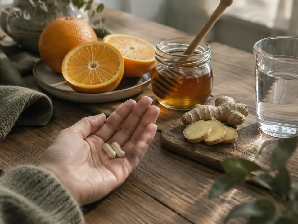 capsules with oranges, honey and ginger